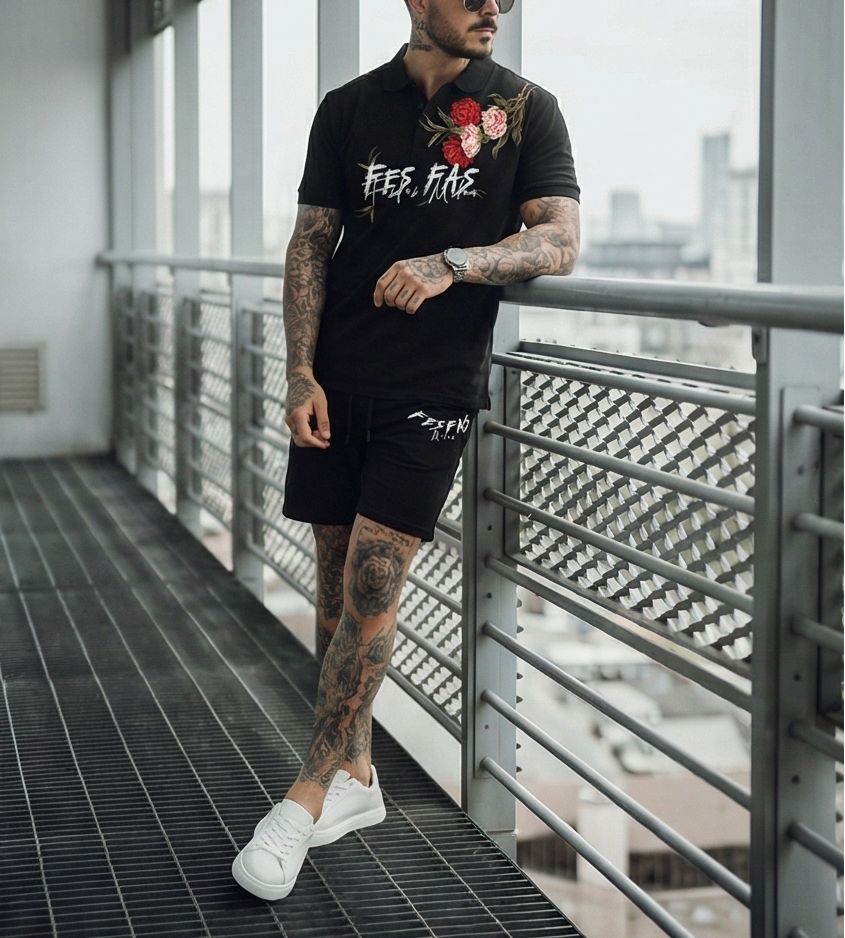 FesFas flowers-print Polo Set | Men | Black