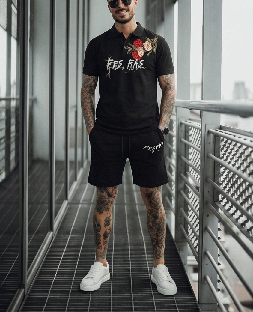 FesFas flowers-print Polo Set | Men | Black