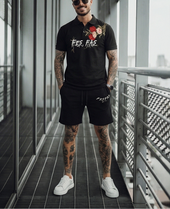 FesFas flowers-print Polo Set | Men | Black