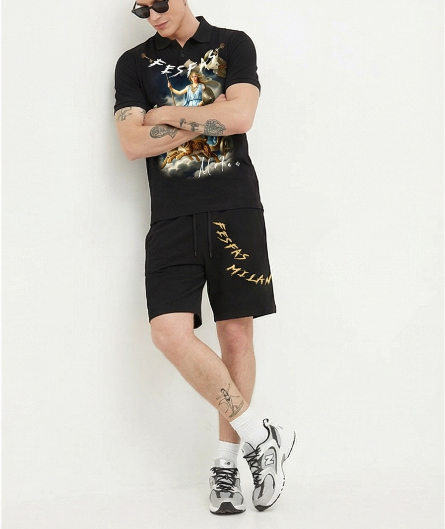 FesFas Norse goddess-print Polo Set | Men | Black