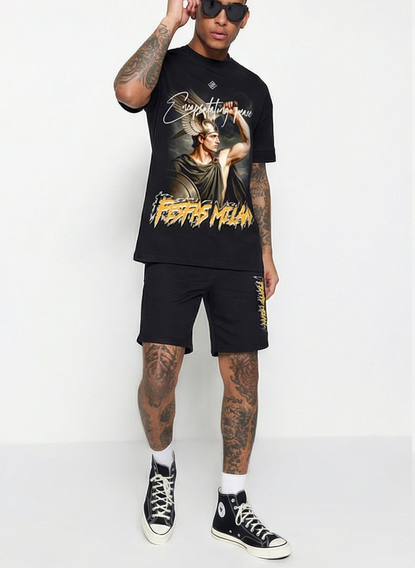 FesFas combatant-print T-shirt Set | Black | Men