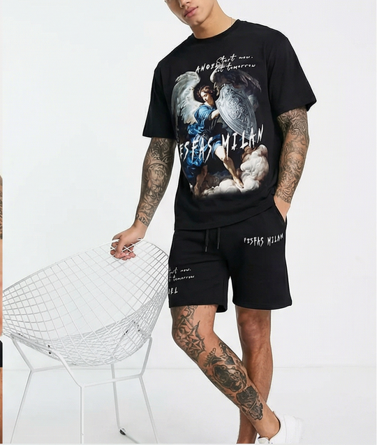FesFas heaven guardian-print T-shirt Set | Black | Men