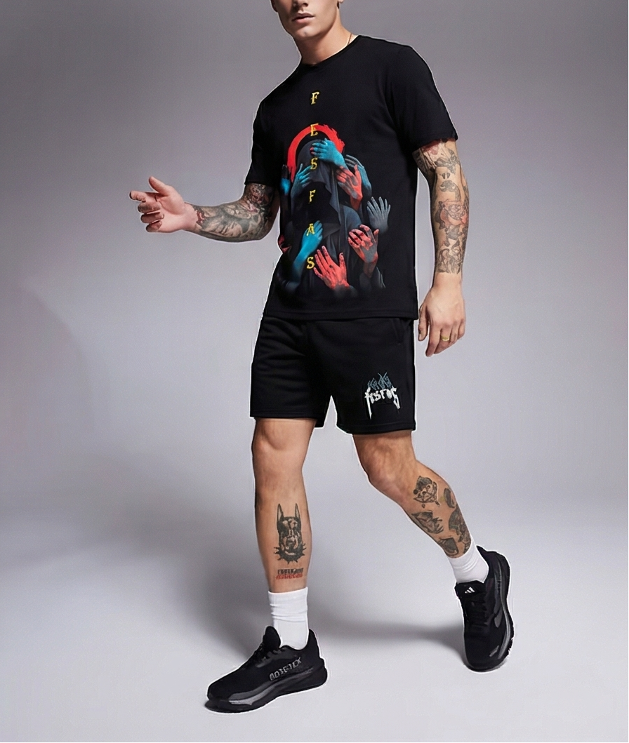 FesFas magic hands-print T-shirt Set | Black | Men