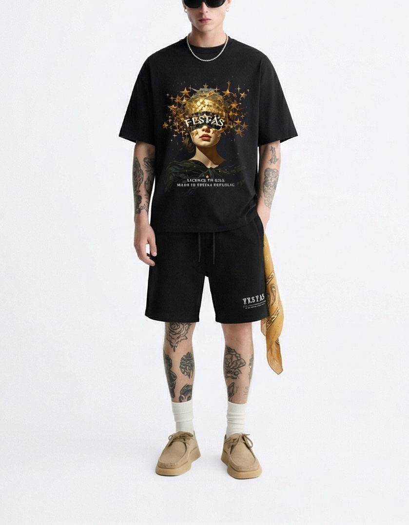 FesFas twinkle stars-print T-shirt Set | Black | Men