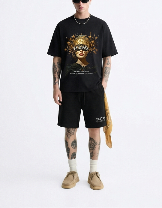 FesFas twinkle stars-print T-shirt Set | Black | Men