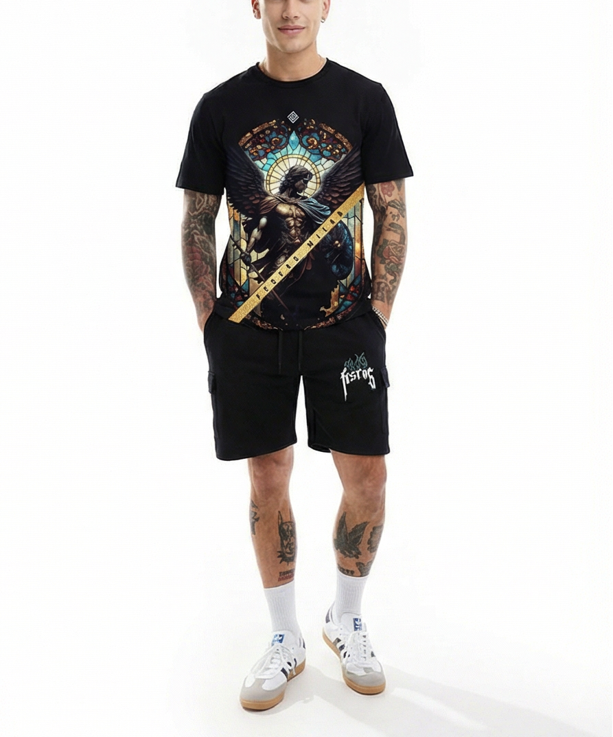 FesFas angel-print T-shirt Set | Black | Men