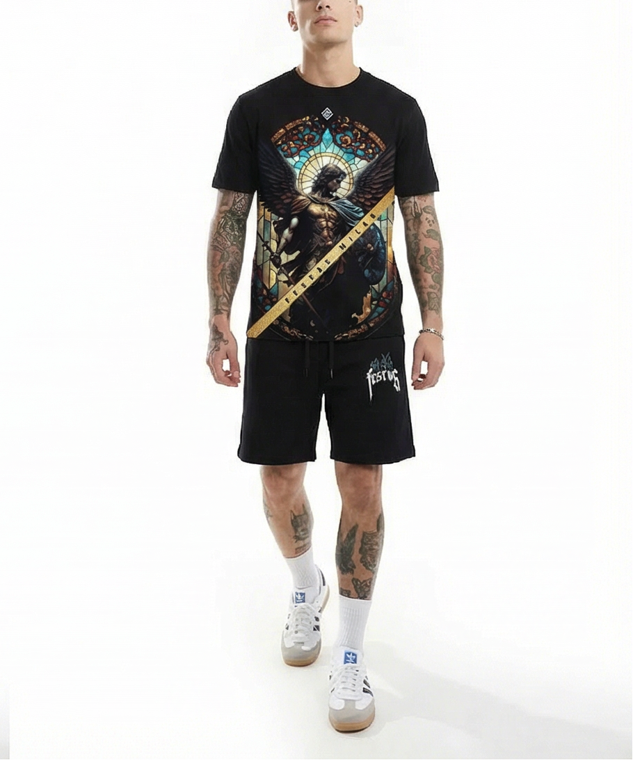 FesFas angel-print T-shirt Set | Black | Men