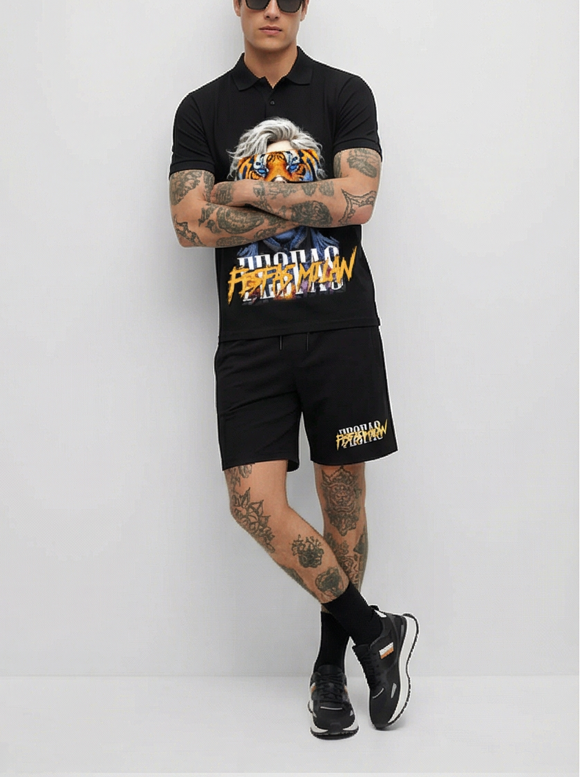 FesFas tiger eyes-print Polo Set | Men | Black