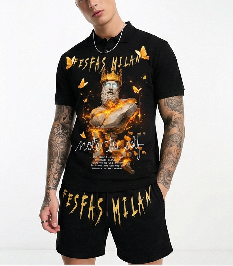FesFas Poseidon-print Polo Set | Men | Black