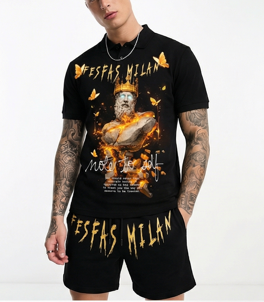 FesFas Poseidon-print Polo Set | Men | Black