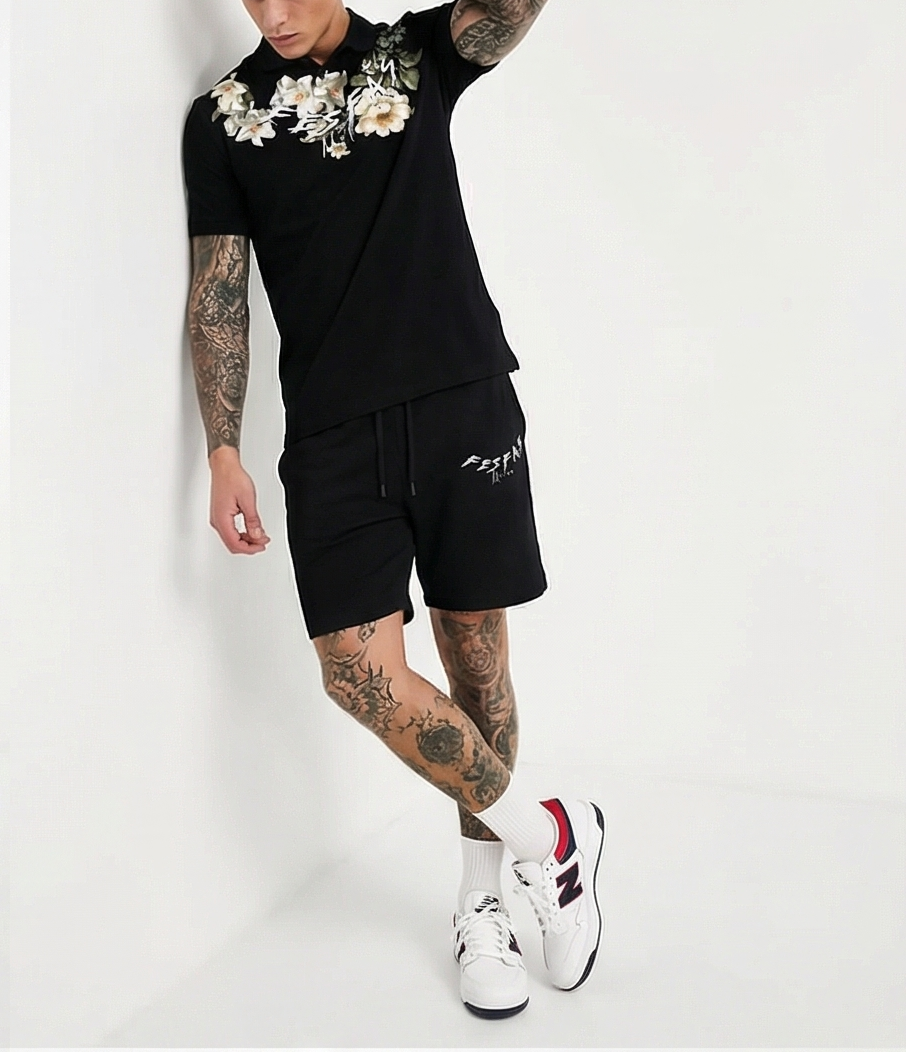 FesFas flowers-print Polo Set | Men | Black