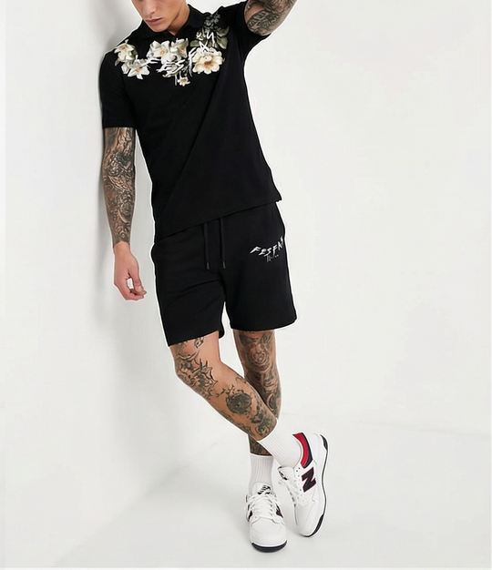 FesFas flowers-print Polo Set | Men | Black