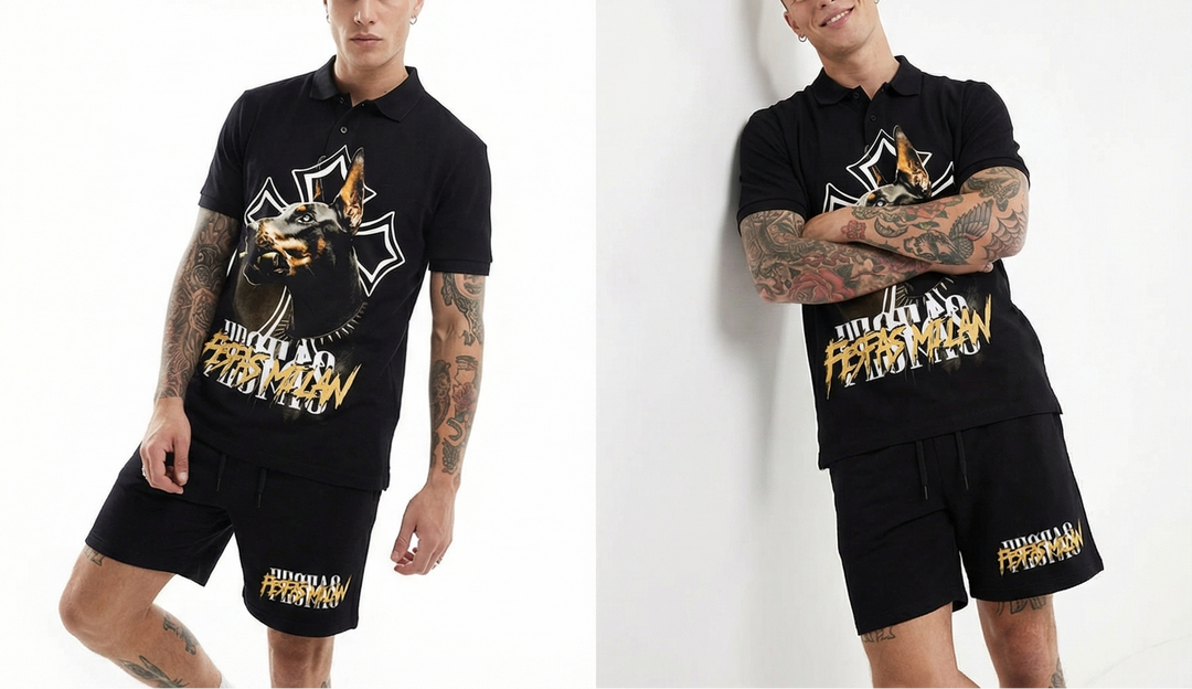 FesFas doberman-print Polo Set | Men | Black