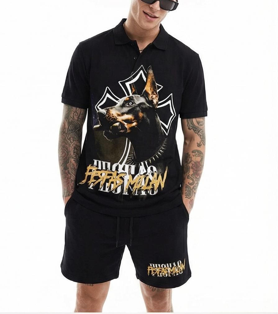 FesFas doberman-print Polo Set | Men | Black
