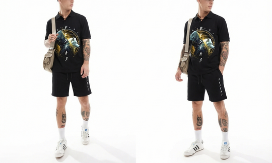 FesFas wolf-print Polo Set | Men | Black