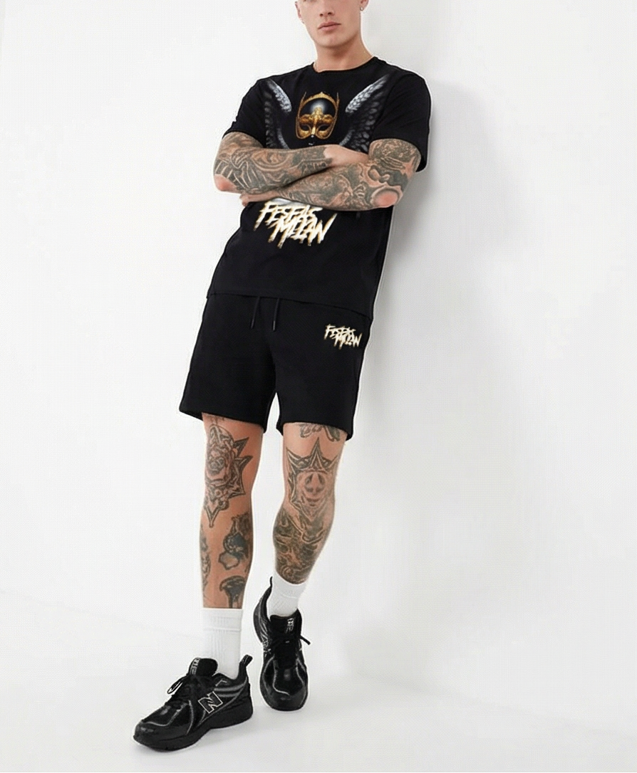 FesFas dark angel-print T-shirt Set | Black | Men