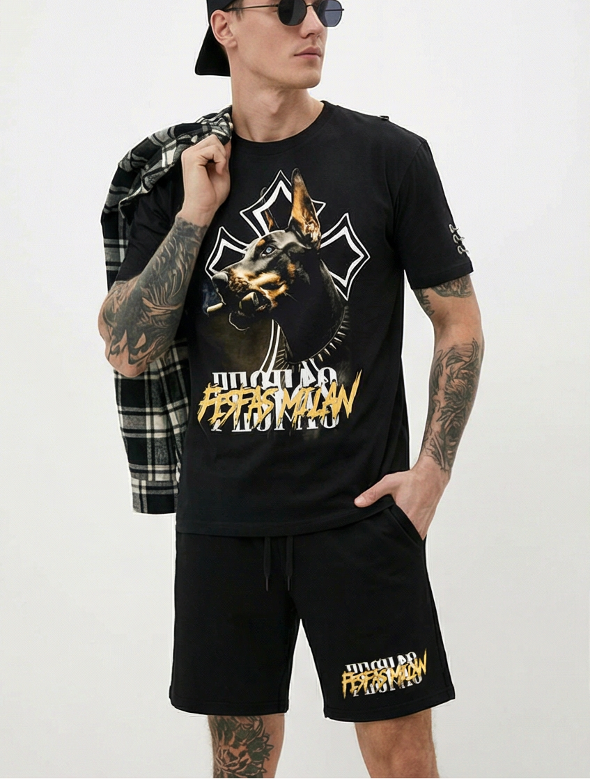 FesFas doberman-print T-shirt Set | Black | Men