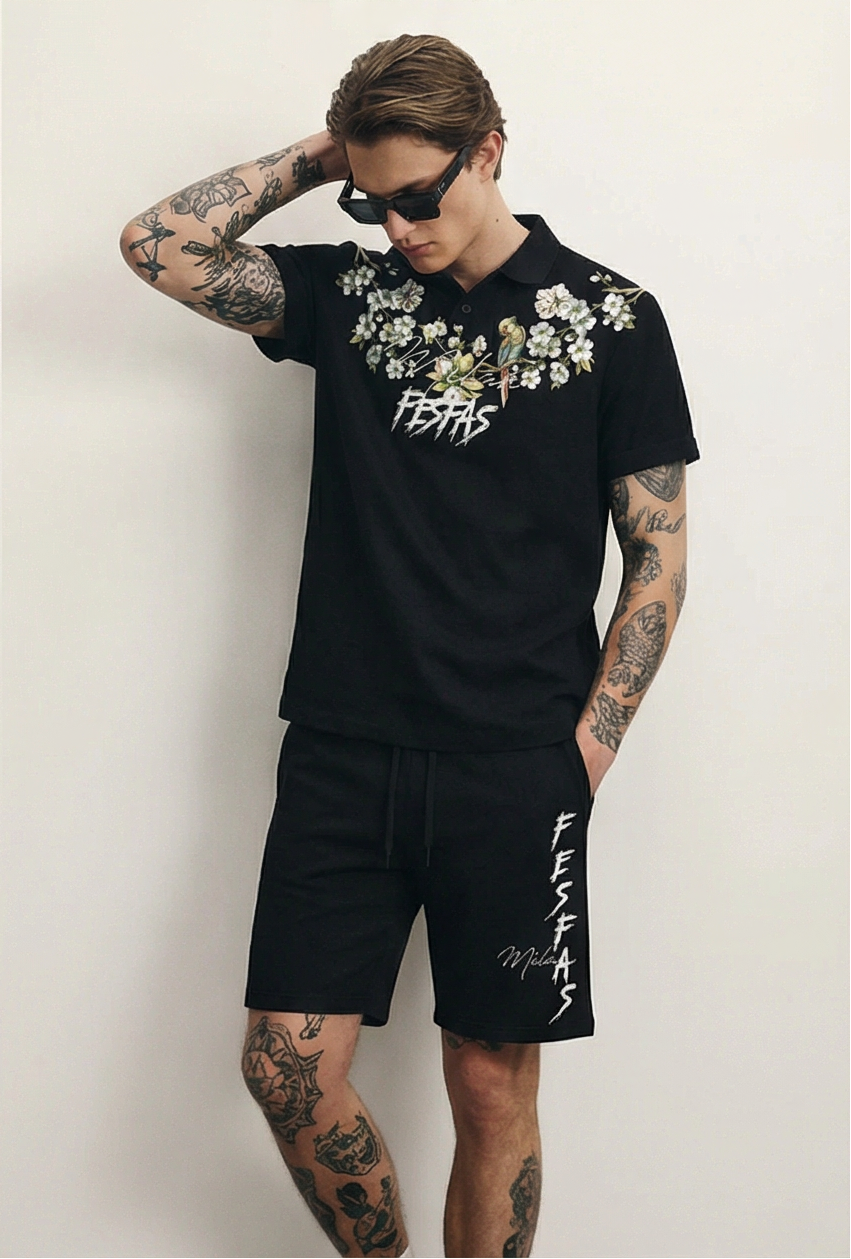FesFas flowers-print Polo Set | Men | Black