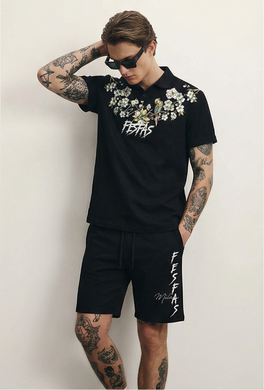 FesFas flowers-print Polo Set | Men | Black