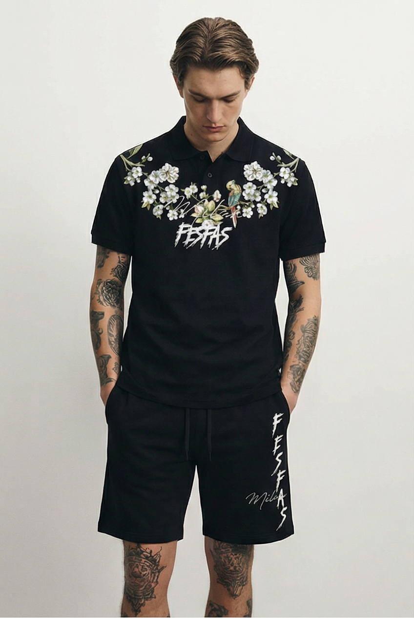 FesFas flowers-print Polo Set