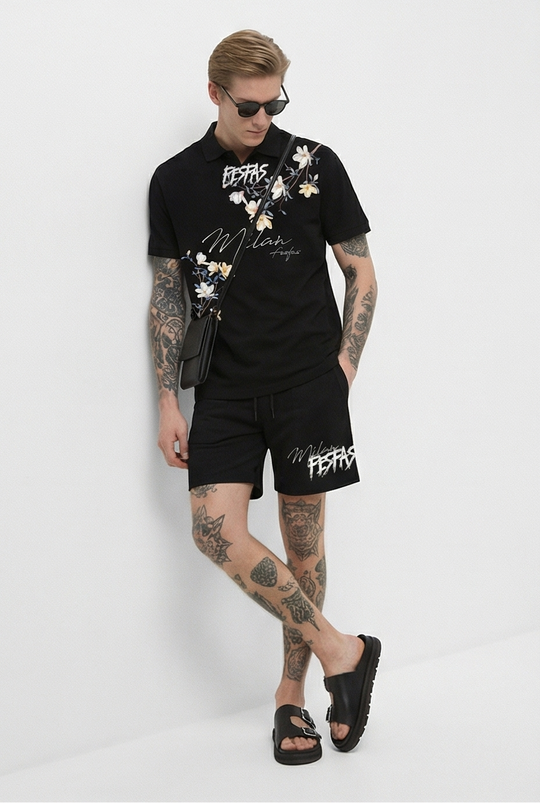 FesFas flowers-print Polo Set | Men | Black