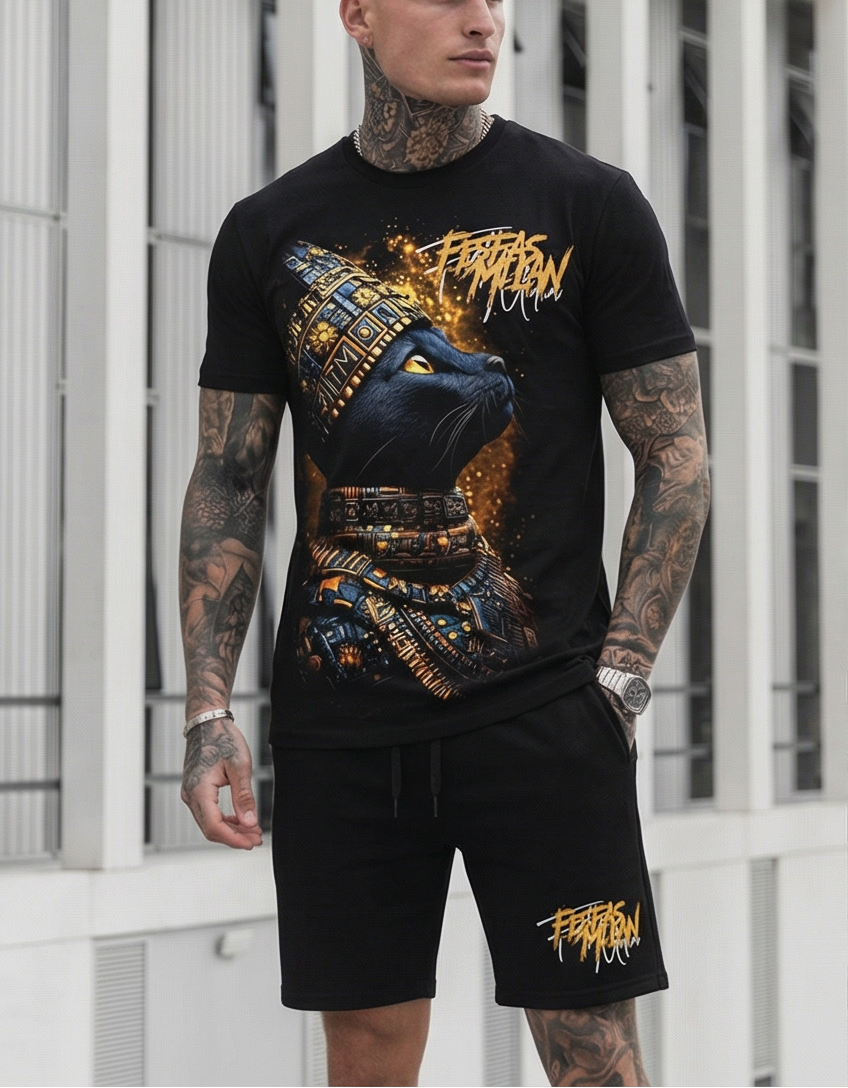 FesFas native cat-print T-shirt Set | Black | Men