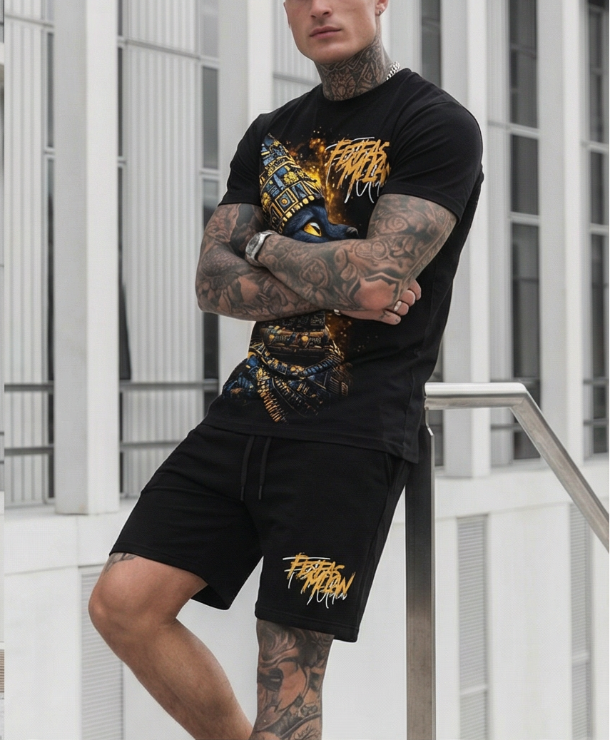 FesFas native cat-print T-shirt Set | Black | Men