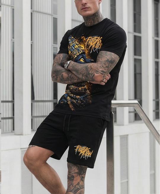 FesFas native cat-print T-shirt Set | Black | Men