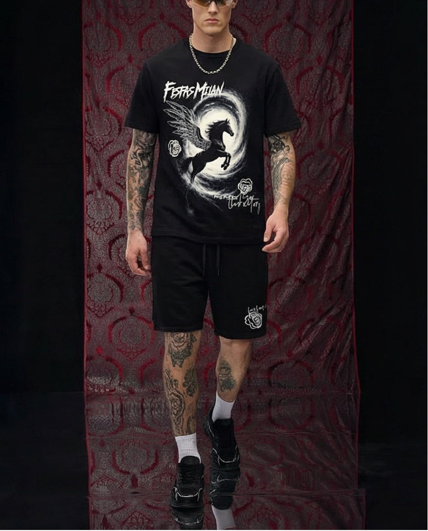 FesFas horse-print T-shirt Set | Black | Men
