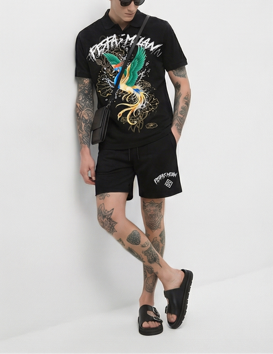 FesFas peacock-print Polo Set | Men | Black