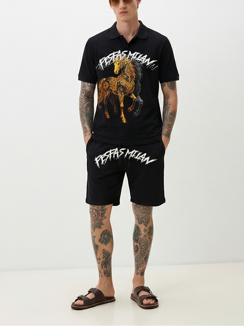 FesFas horse-print Polo Set | Men | Black