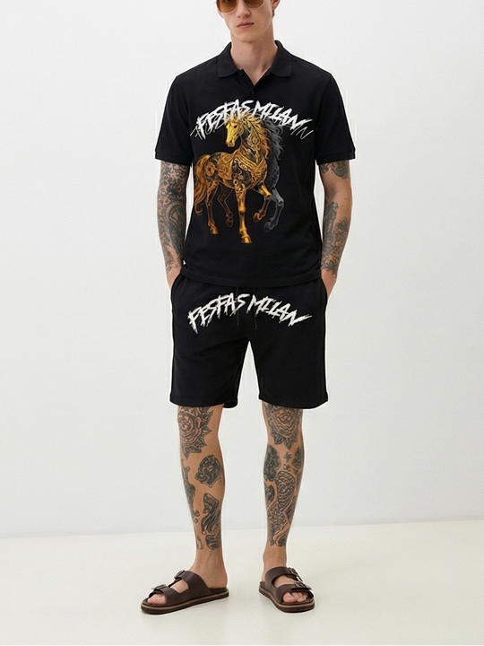 FesFas horse-print Polo Set | Men | Black