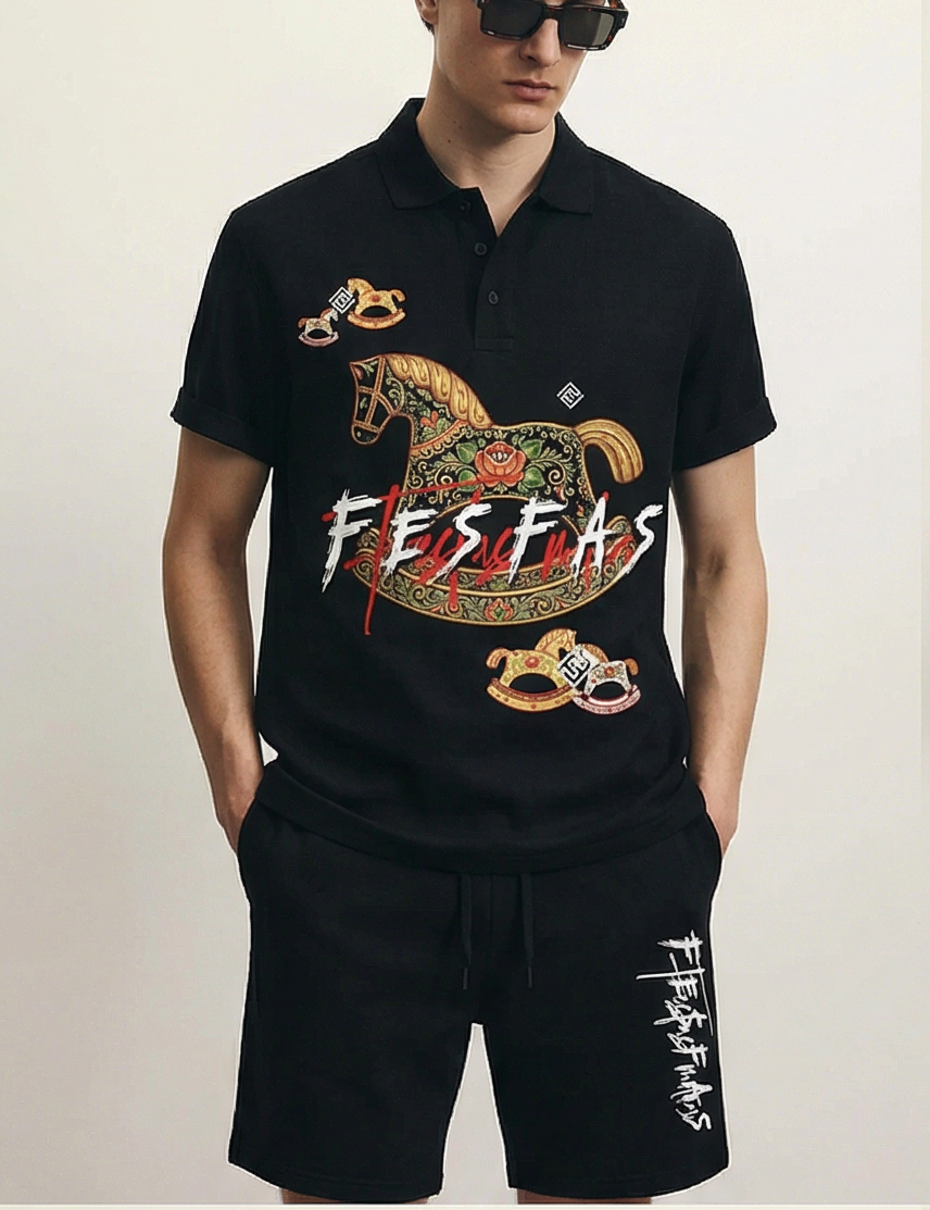 FesFas horse-print Polo Set | Men | Black