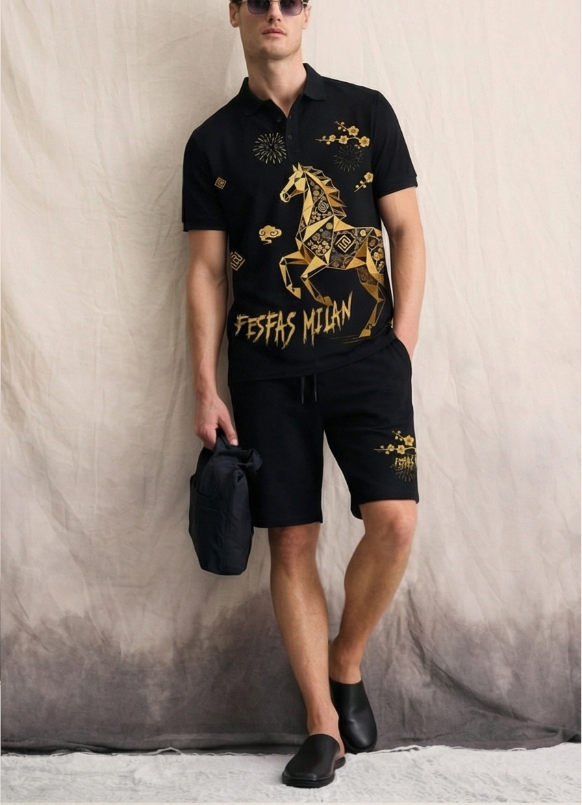FesFas horse-print Polo Set | Men | Black