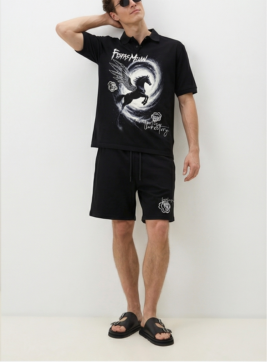 FesFas horse-print Polo Set | Men | Black