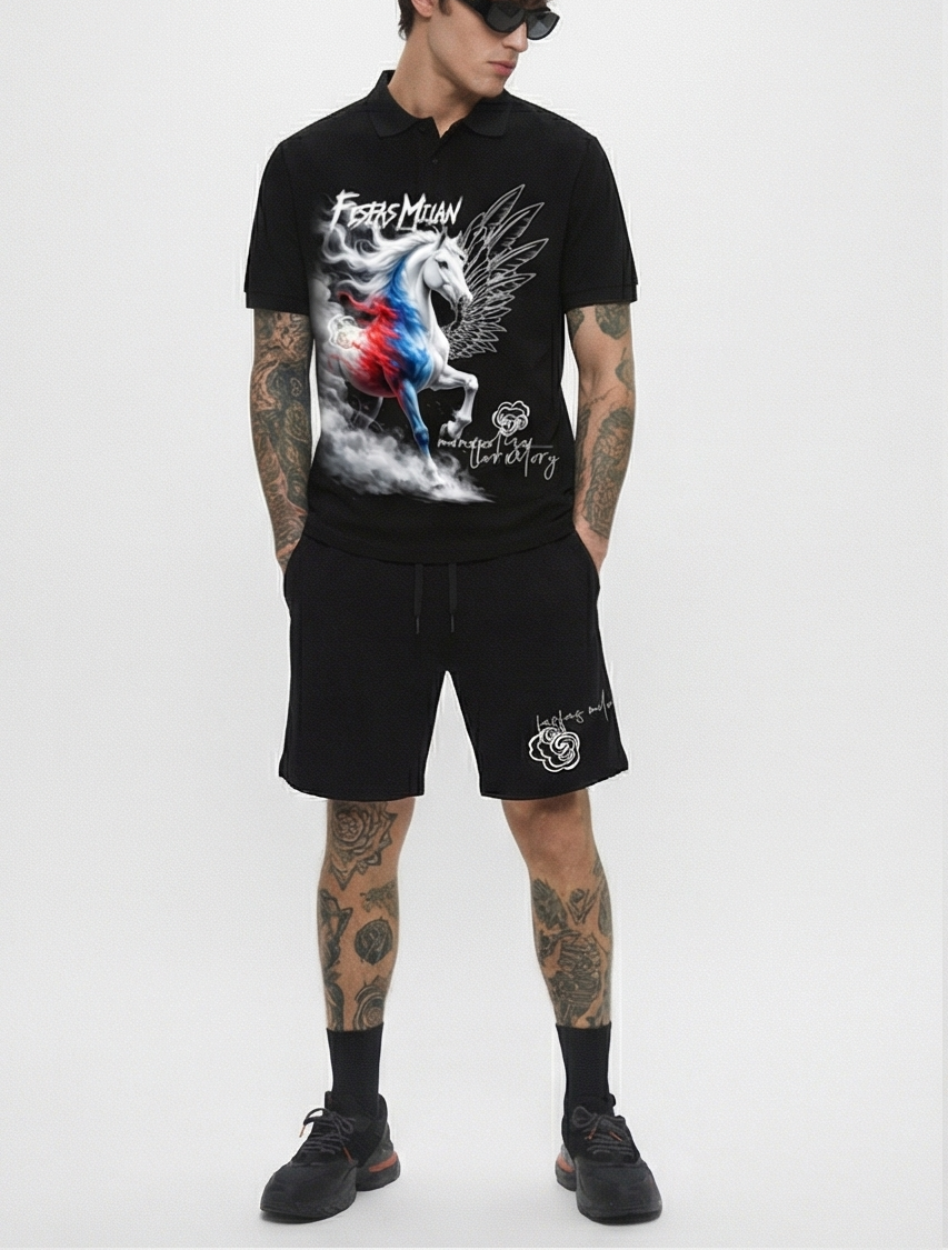 FesFas horse-print Polo Set | Men | Black