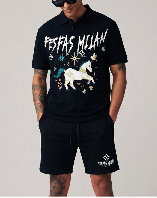 FesFas horse-print Polo Set | Men | Black