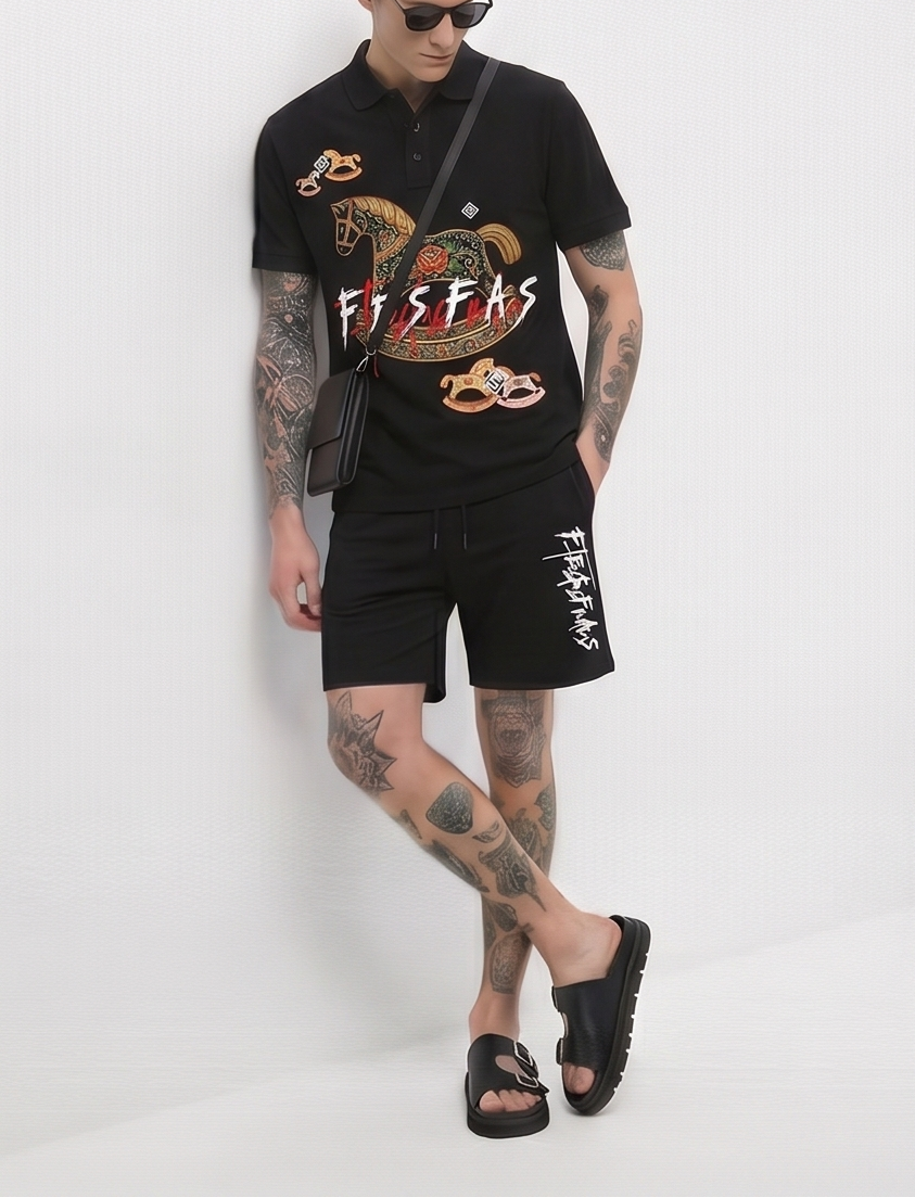 FesFas horse-print Polo Set | Men | Black