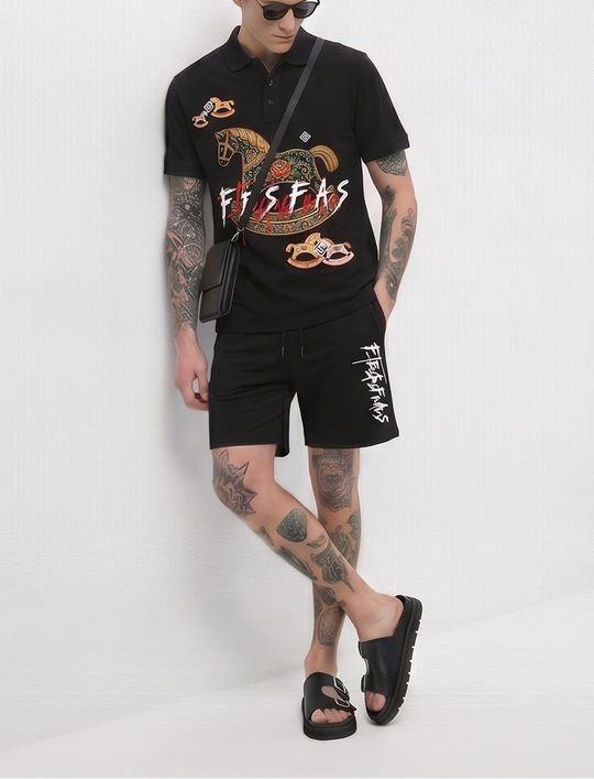 FesFas horse-print Polo Set | Men | Black