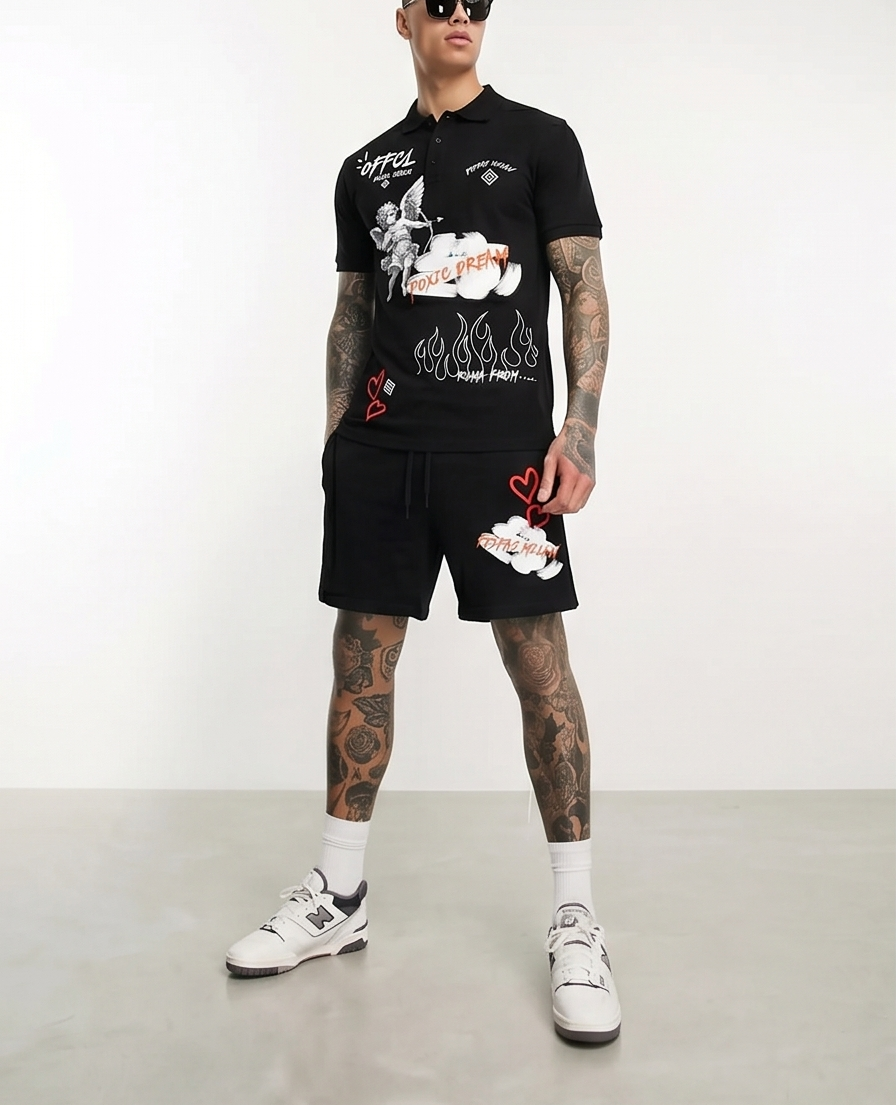 FesFas graphic-print Polo Set | Men | Black