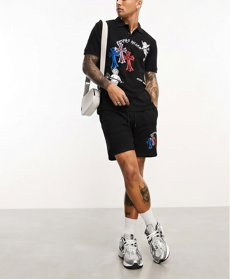 FesFas graphic-print Polo Set | Men | Black