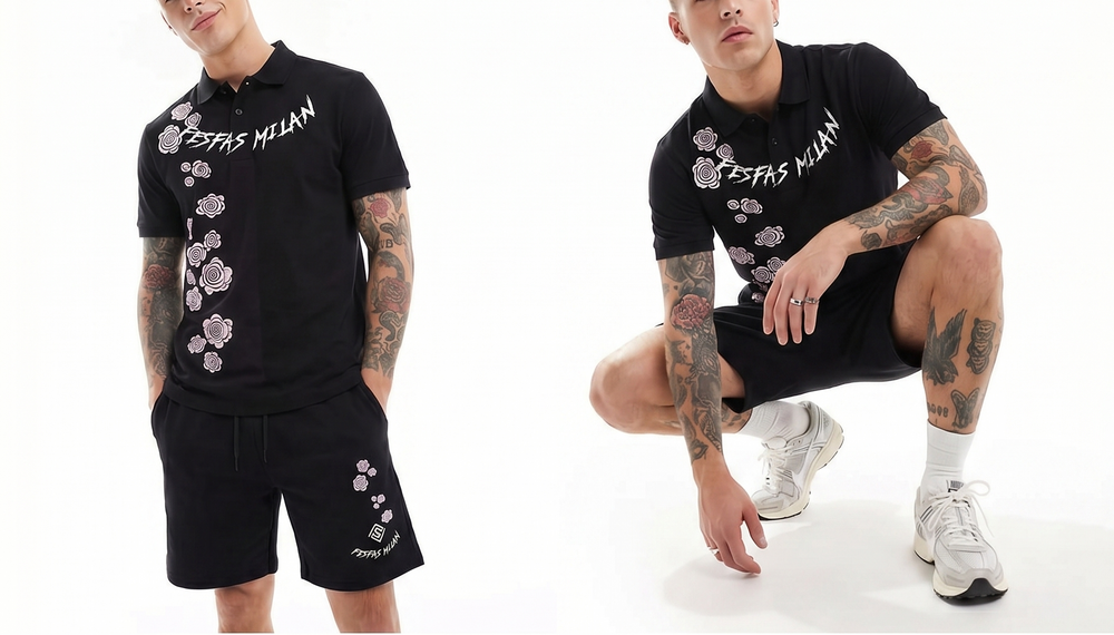 FesFas flowers-print Polo Set | Men | Black
