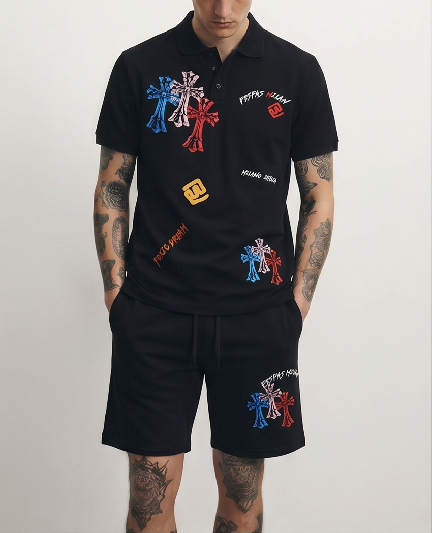 FesFas graphic-print Polo Set | Men | Black