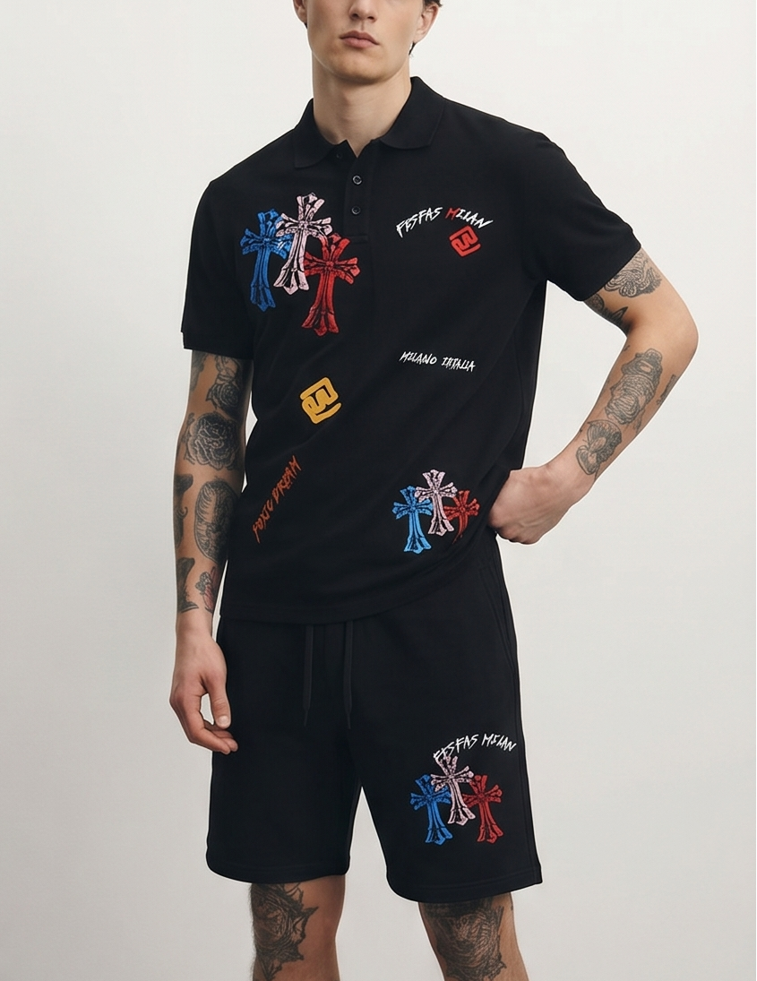 FesFas graphic-print Polo Set | Men | Black