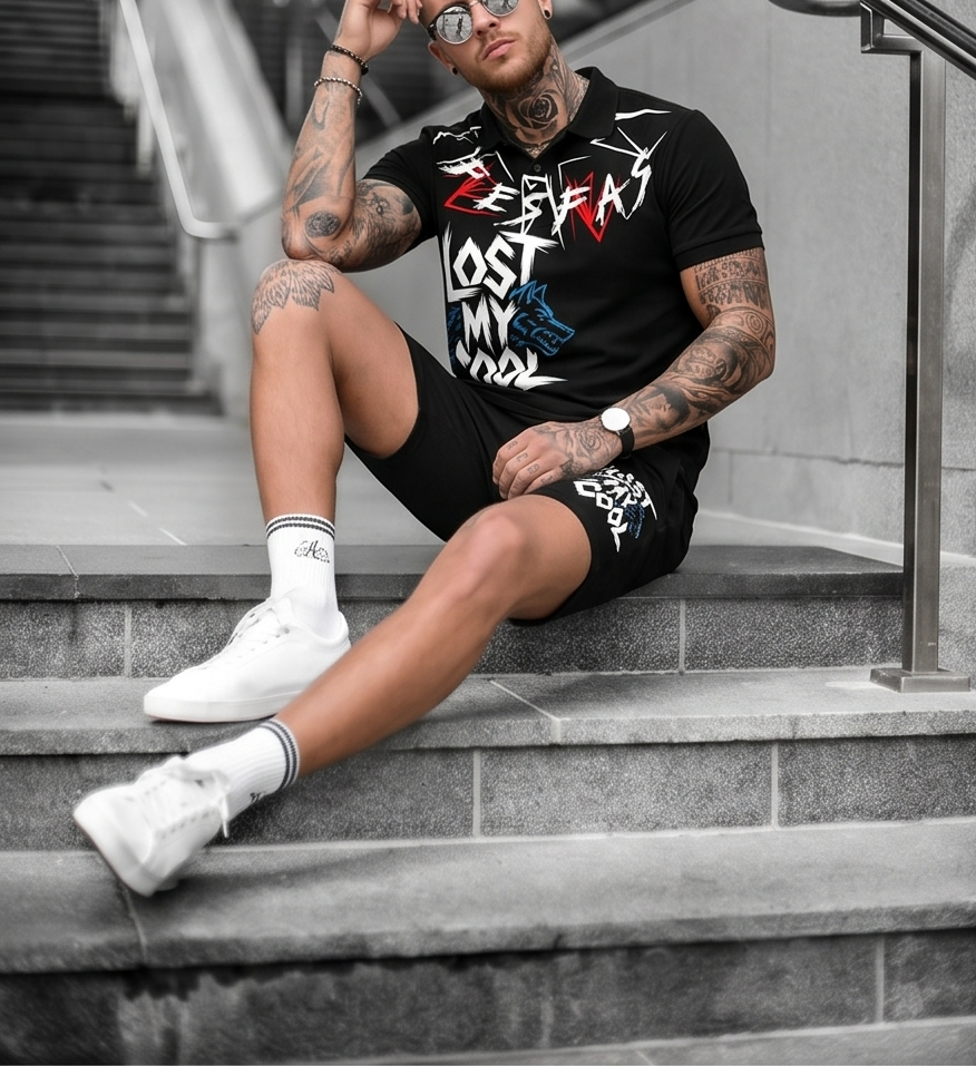 FesFas graphic-print Polo Set | Men | Black