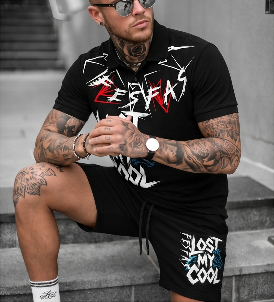 FesFas graphic-print Polo Set | Men | Black