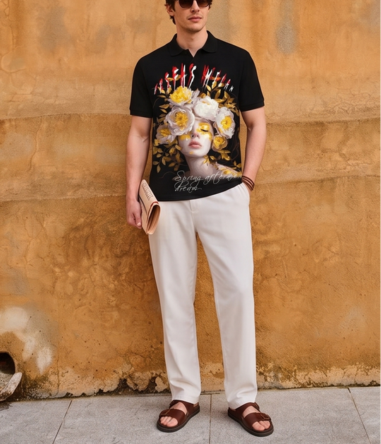 FesFas flower goddess-print Polo Shirt