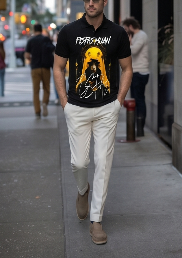 FesFas goddess-print Polo Shirt