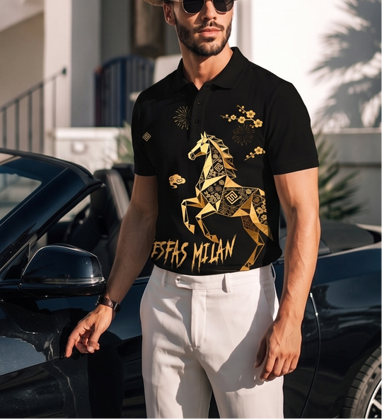 FesFas diamond horse-print Polo Shirt