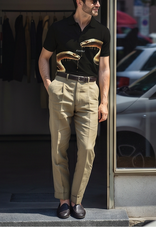 FesFas golden snake-print Polo Shirt